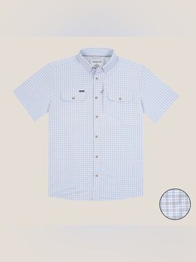 Men’s Poncho The Overcast Grey and Blue Plaid Short Sleeve Shirt